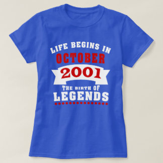 Het leven begint in oktober 2001 t-shirt