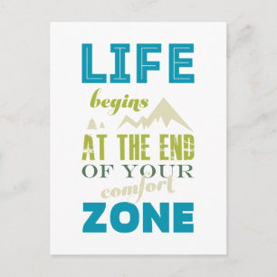 Het leven begint Inspirerend Citaat Typografie Dru Briefkaart