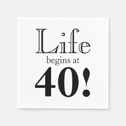Het leven begint met 40 zwarte coole retro grafisc servet (Voorkant)