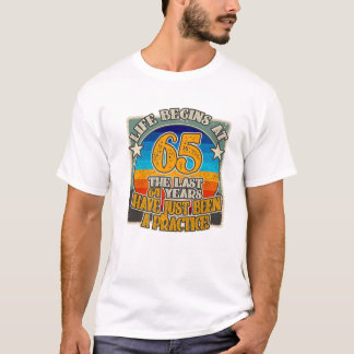 Het leven begint met 65 jaar grappigheid 65e verja t-shirt