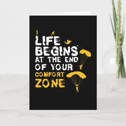 Het leven begint met de Comfort Zone Skydiver Kaart (Voorkant)