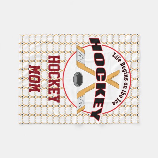 Het leven begint met Hockey Mam Fleece Deken (Voorkant (Horizontaal))