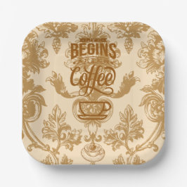 Het leven begint met koffie papieren bordje