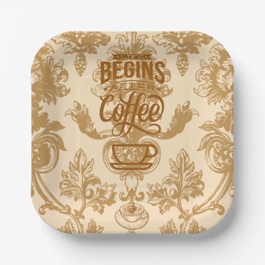 Het leven begint met koffie papieren bordje (Voorkant)
