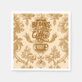 Het leven begint met koffie servet