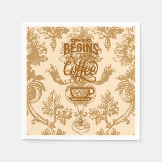 Het leven begint met koffie servet (Voorkant)