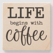 Het leven begint met koffie - stenen onderzetter (Voorkant)