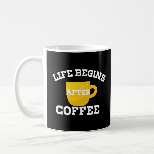 Het leven begint na de koffie Basic Dark Koffiemok (Links)