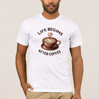 Het leven begint na de koffie - Retro Coffee Lover T-shirt