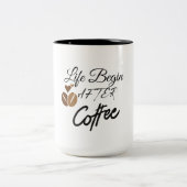 Het leven begint na de koffie tweekleurige koffiemok (Center)