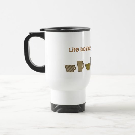 Het leven begint na de koffiereis Mok (Links)