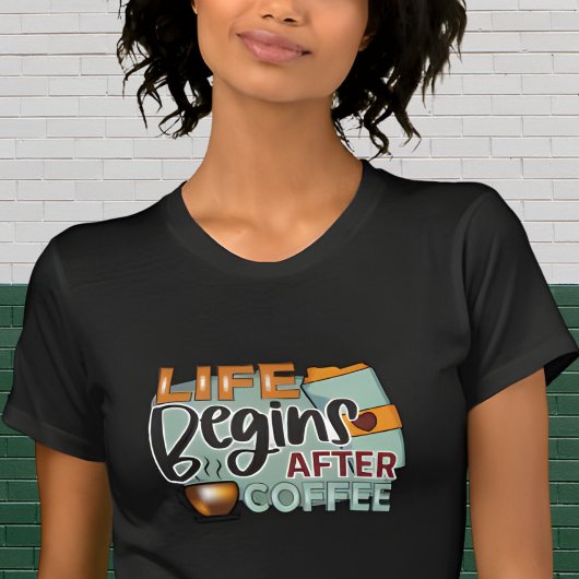 Het leven begint na het ontwerp van de koffie-over t-shirt