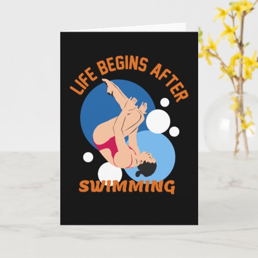 Het leven begint na het zwemmen - Perfect schemero Kaart (Gele Bloem)