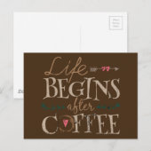 Het leven begint na koffie briefkaart (Voorkant / Achterkant)