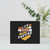 Het leven begint na koffie briefkaart (Staand voorkant)