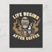 Het leven begint na koffie briefkaart (Voorkant)