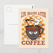 Het leven begint na koffie briefkaart (Voorkant / Achterkant)