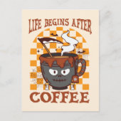 Het leven begint na koffie briefkaart (Voorkant)