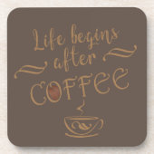 het leven begint na koffie grappig bier onderzetter (Voorkant)