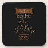 Het leven begint na koffie grappige gezegden bier onderzetter (Voorkant)