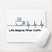 Het leven begint na koffie hartslag muismat (Met muis)