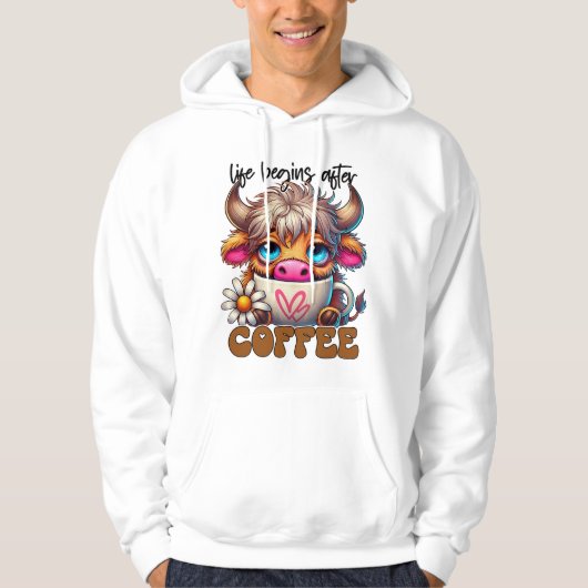 Het leven begint na koffie hoodie (Voorkant)
