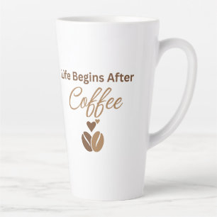 Het leven begint na koffie, knusse ochtendkoffie latte mok