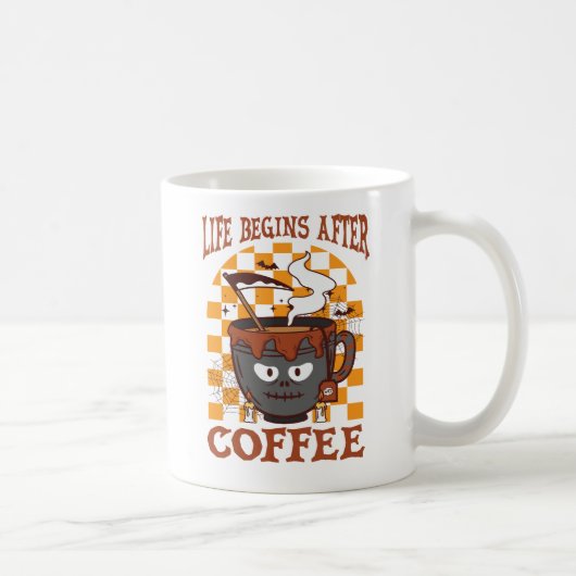 Het leven begint na koffie koffiemok (Rechts)