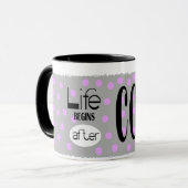Het leven begint na koffie mok (Voorkant links)