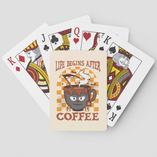 Het leven begint na koffie pokerkaarten (Achterkant)