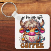 Het leven begint na koffie sleutelhanger (Voorkant)