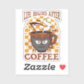 Het leven begint na koffie sticker (Vel)