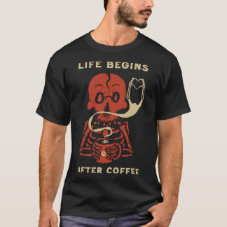 Het leven begint na koffie t-shirt
