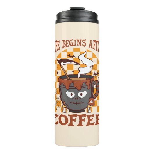 Het leven begint na koffie thermosbeker (Voorkant)