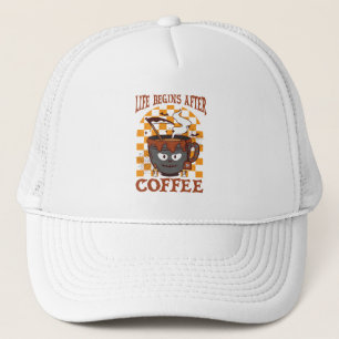 Het leven begint na koffie trucker pet