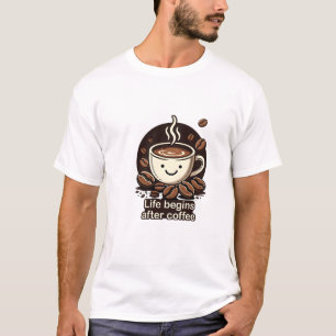 “Het leven begint na koffie” vintage T-shirt
