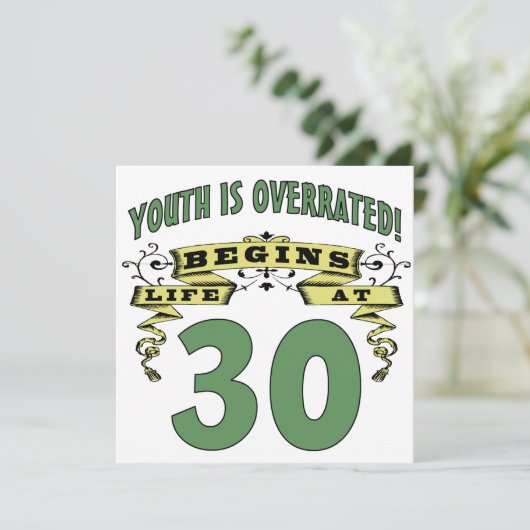 Het leven begint op 30e verjaardag kaart (Staand voorkant)