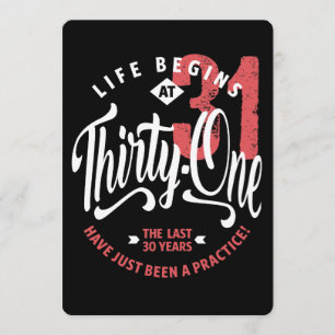 Het leven begint op 31   31e verjaardag kaart