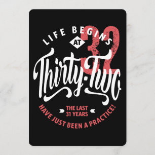 Het leven begint op 32   32e verjaardag kaart