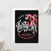 Het leven begint op 36 | 36e verjaardag kaart (Voorkant / Achterkant in situ)