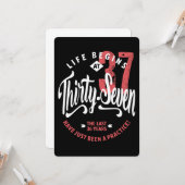 Het leven begint op 37 uur | 37e verjaardag kaart (Voorkant / Achterkant in situ)