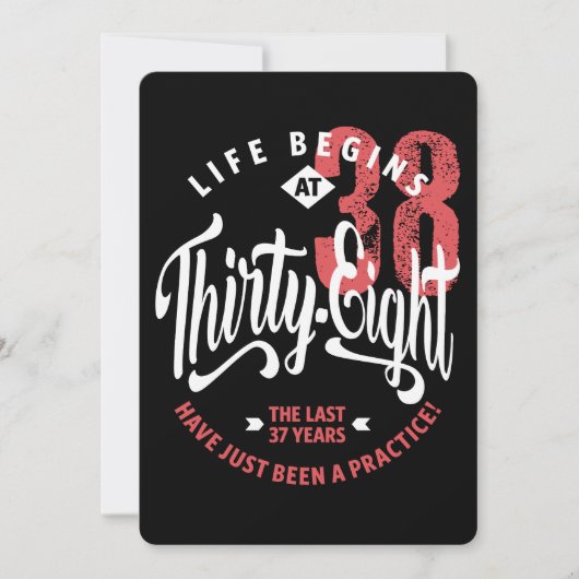 Het leven begint op 38 uur | 38e verjaardag kaart (Voorkant)