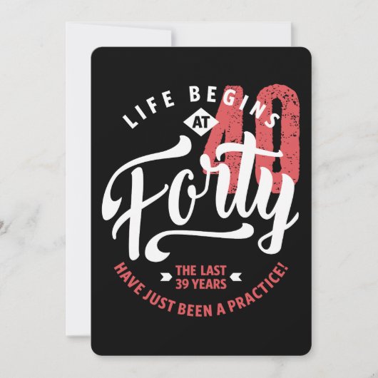 Het leven begint op 40 | 40e verjaardag kaart (Voorkant)
