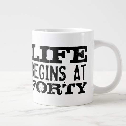 Het leven begint op 40 grappige 40ste verjaardag g grote koffiekop (Rechts)