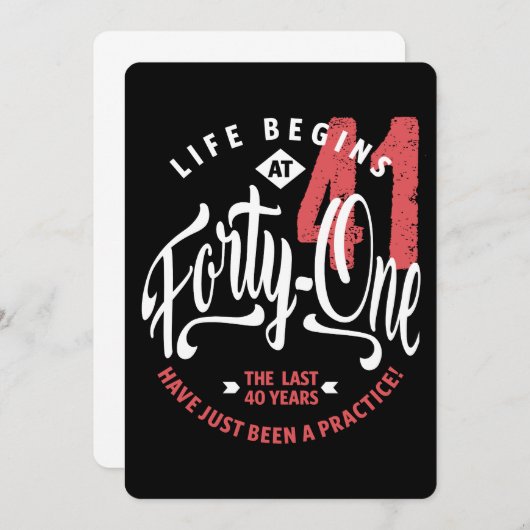 Het leven begint op 41 | 41e verjaardag kaart (Voorkant / Achterkant)