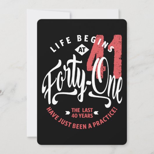 Het leven begint op 41 | 41e verjaardag kaart (Voorkant)