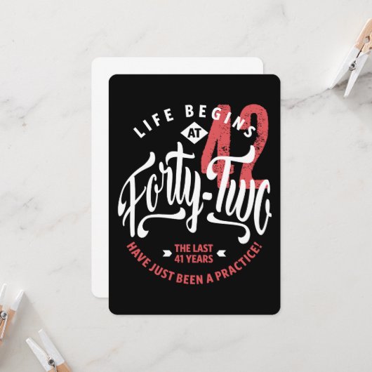 Het leven begint op 42 | 42e verjaardag kaart (Voorkant / Achterkant in situ)