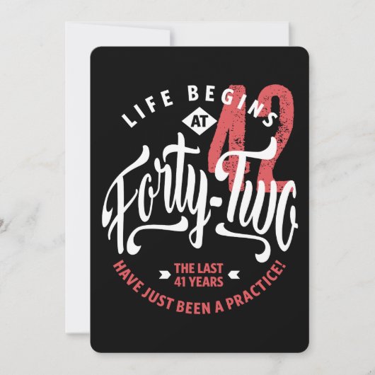Het leven begint op 42 | 42e verjaardag kaart (Voorkant)