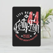 Het leven begint op 44 | 44e verjaardag kaart (Staand voorkant)