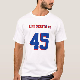 Het leven begint op 45 Funny 45th Birthday T-shirt